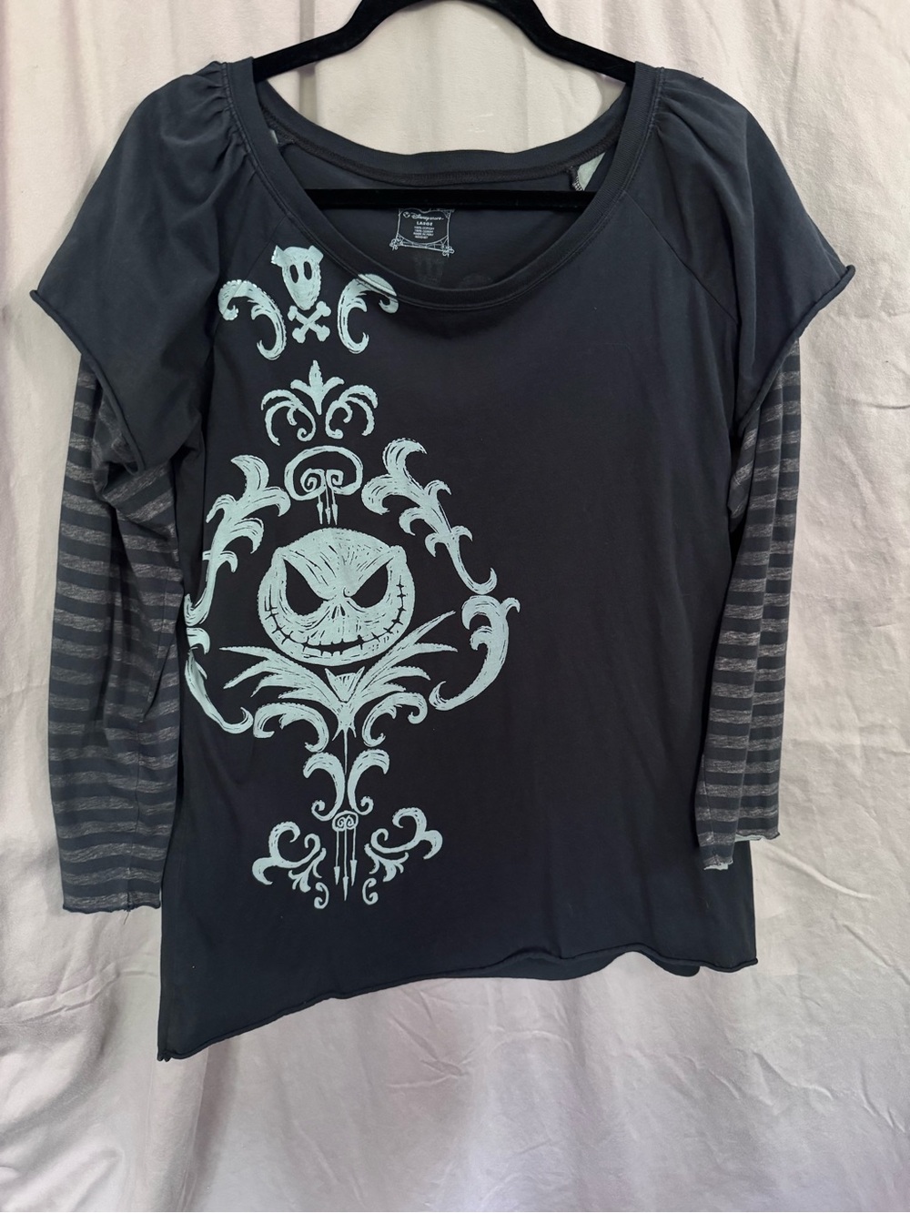 Disney Jack Skellington Layered Long-Sleeve Tee,black & white accents Graphic